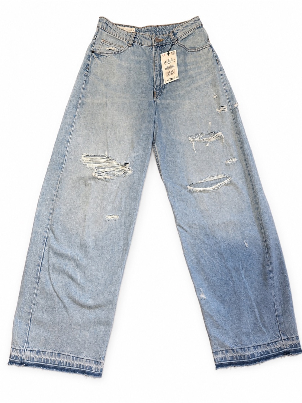 Light Blue Distressed Women’s Wide-Leg Jeans